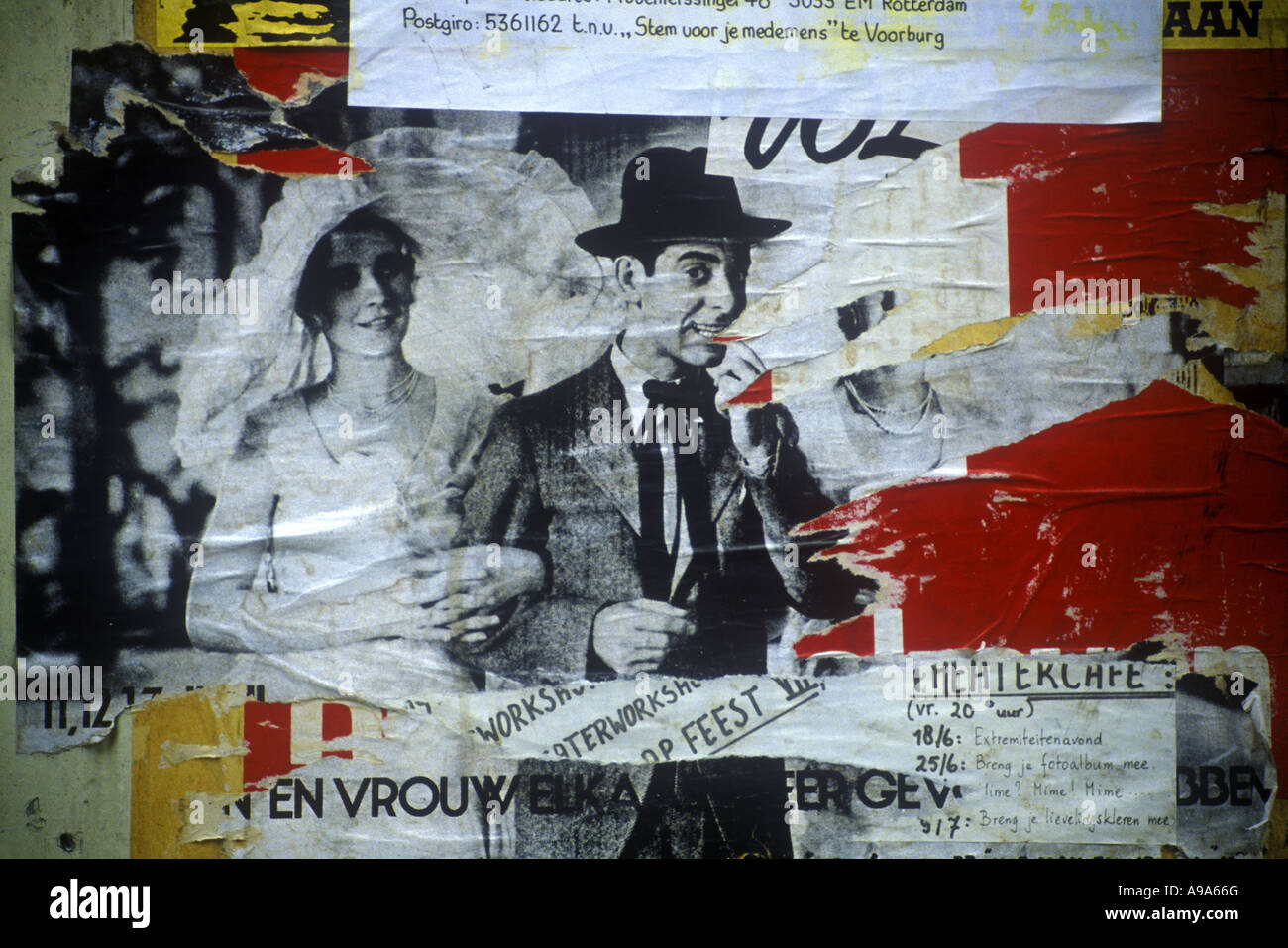 NIEDERLÄNDISCHE FILMPLAKATE AUF WAND AMSTERDAM NIEDERLANDE Stockfoto