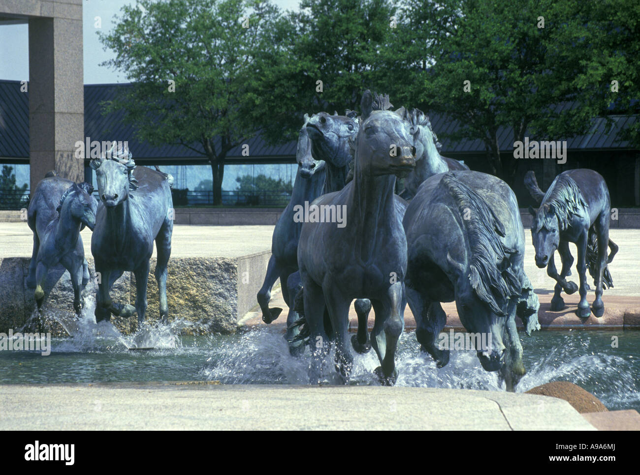 MUSTANGS OF LAS COLINAS SKULPTUR („ROBERT GLEN 1984“) WILLIAMS SQUARE IRVING TEXAS USA Stockfoto