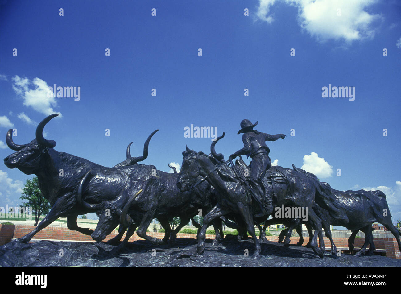 TEXAS GOLD-BRONZE-STATUE (© T D KELSEY 1984) FORT WORTH STOCKYARDS TEXAS USA Stockfoto