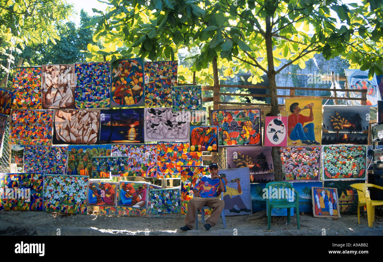 Farbenfrohen Gemälden Sosua Markt Sosua Dominikanische Republik Hispaniola Karibik Stockfoto