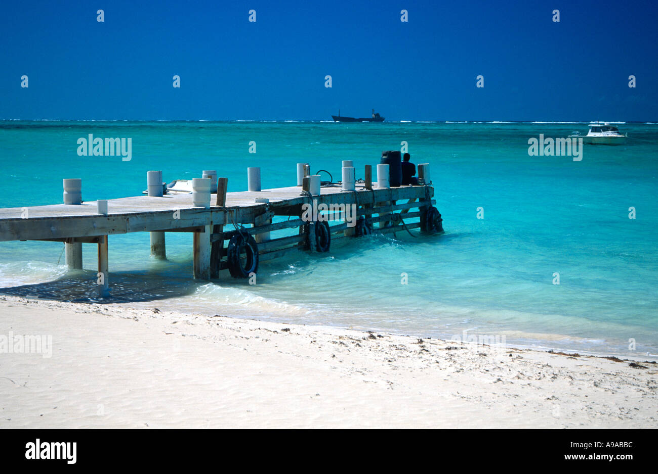 Jetty Beach North Caicos Turks- und Caicos-Inseln Karibik Nick Hanna 2003 Stockfoto