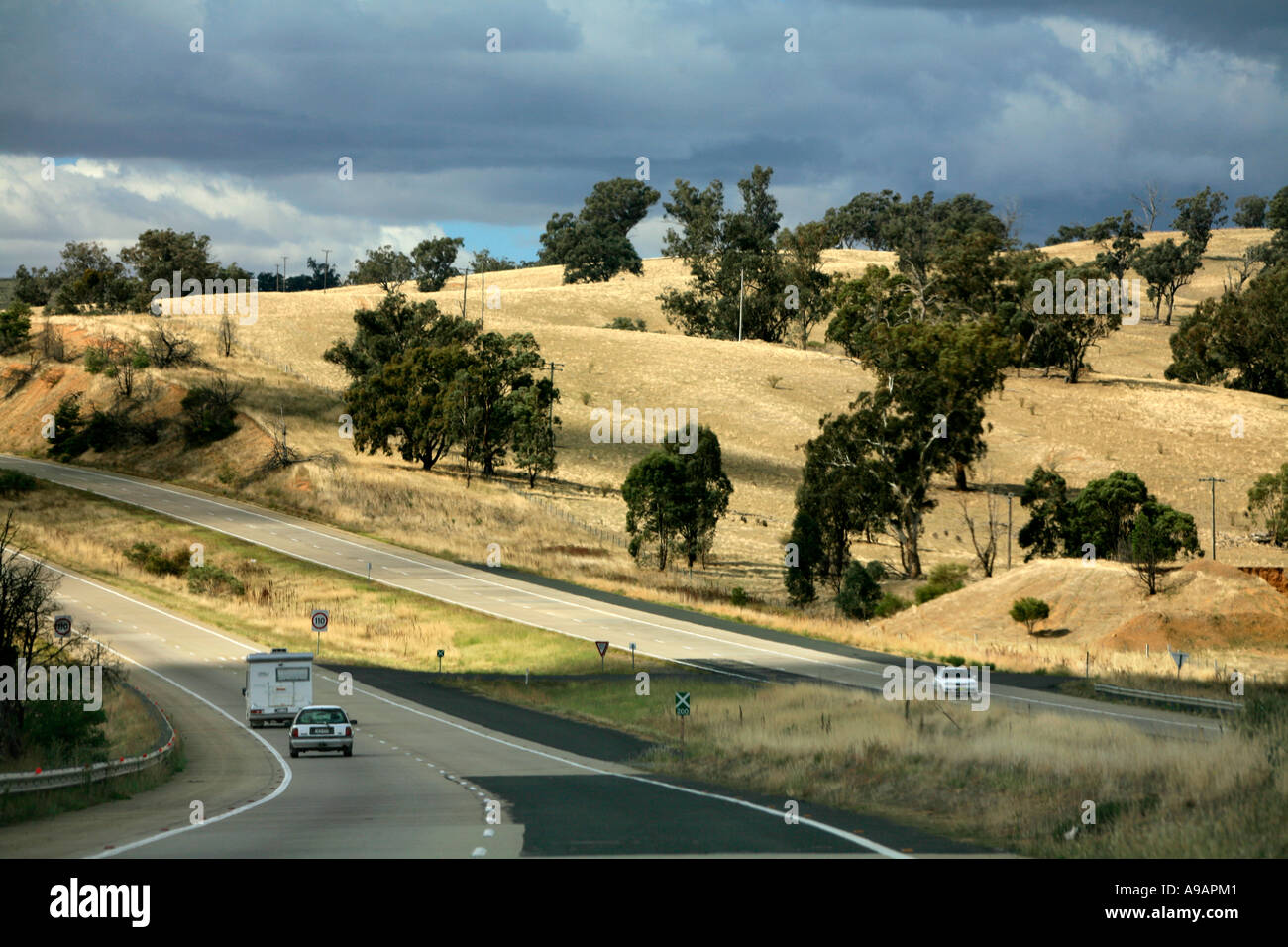 Hume Highway Richtung Norden in der Nähe von Yass New South Wales Australien Stockfoto