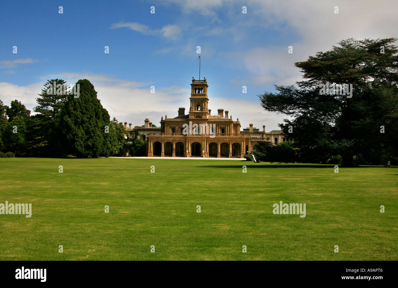 Eine klassische kolonialen viktorianischen englischen Herrenhaus bauen aus Sandstein in Werribee nahe Melbourne Australien Stockfoto
