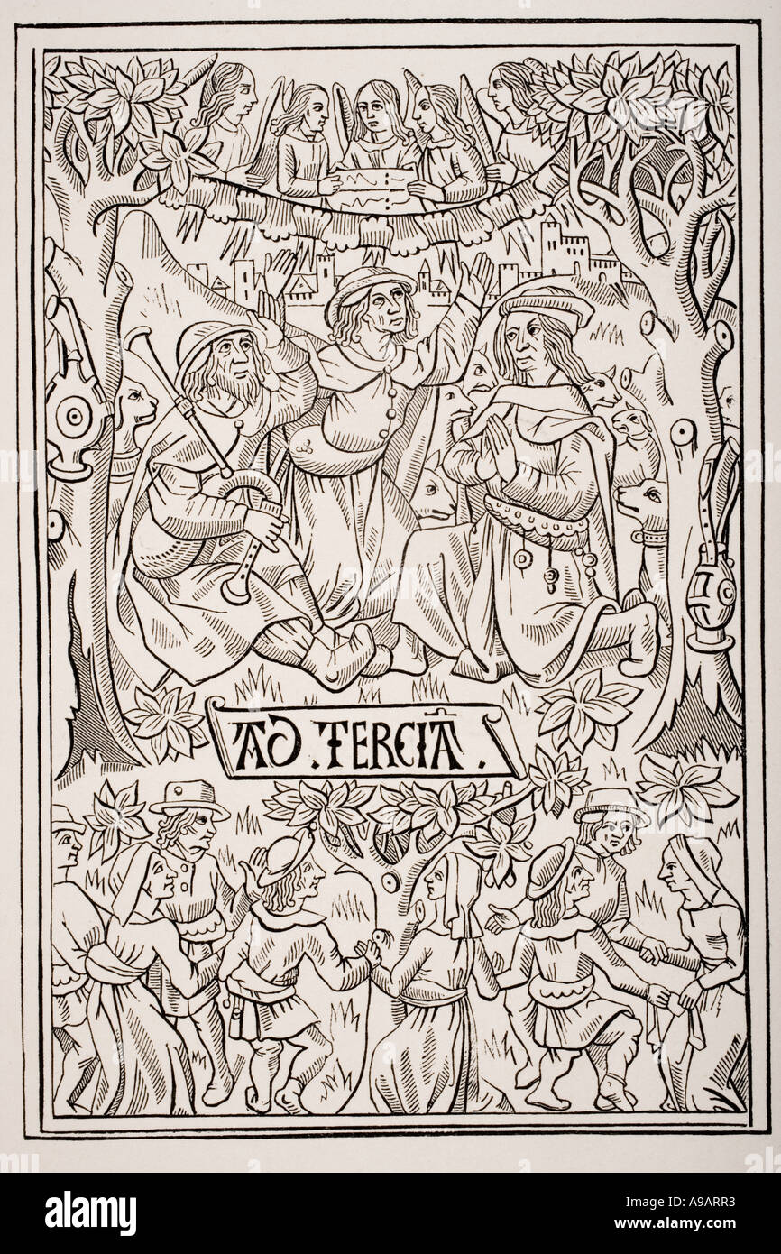 Hirten, die Feier der Geburt des Messias von Liedern und Tänzen Stockfoto