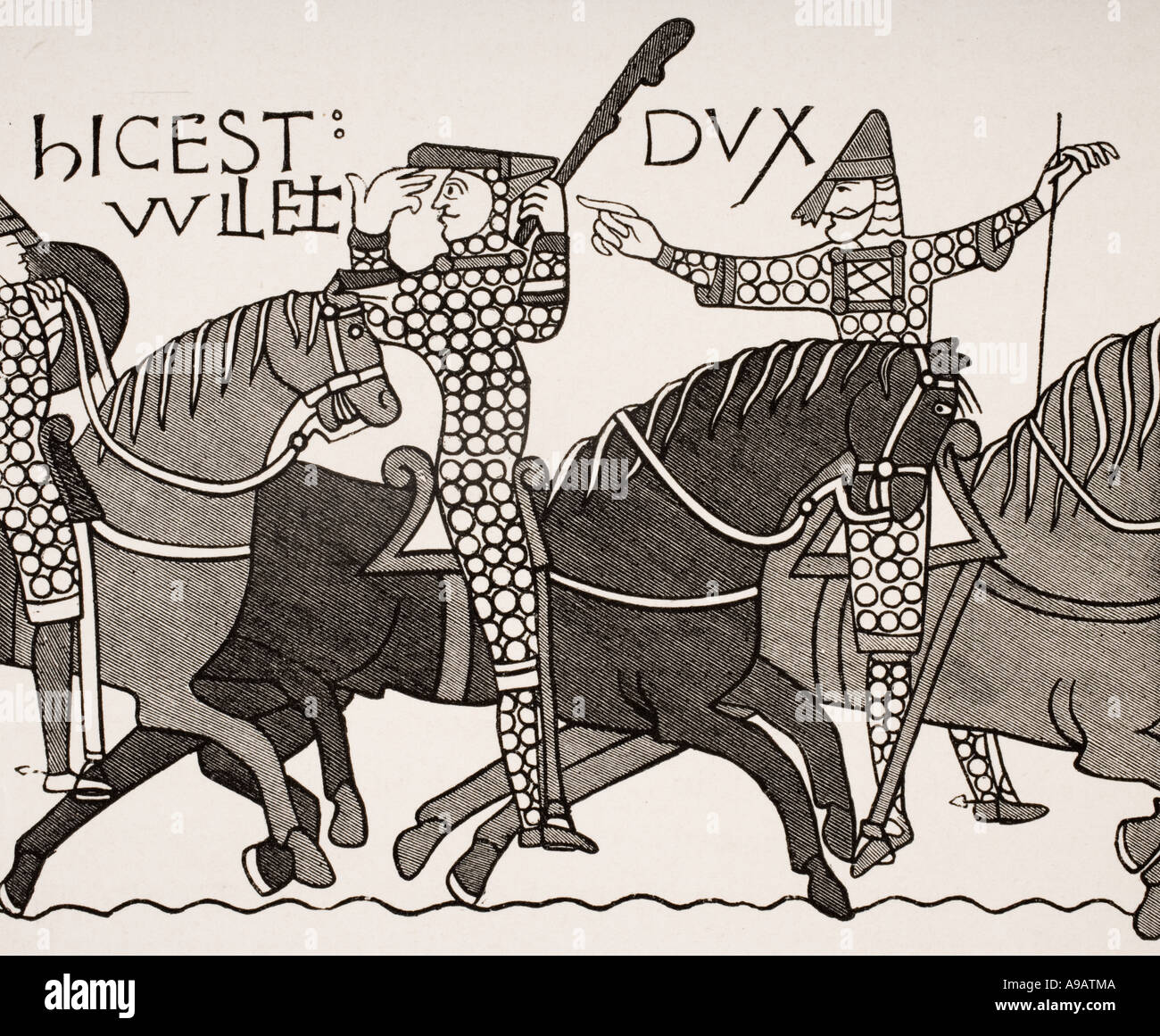 Aus dem Teppich von Bayeux. William, Herzog der Normandie mit Eustatius, Graf von Boulogne. Stockfoto