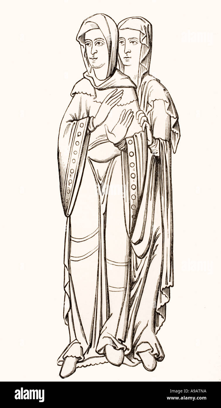 Kostüme des fränkischen Frauen Höflinge vom sechsten bis zum zehnten Jahrhundert Stockfoto