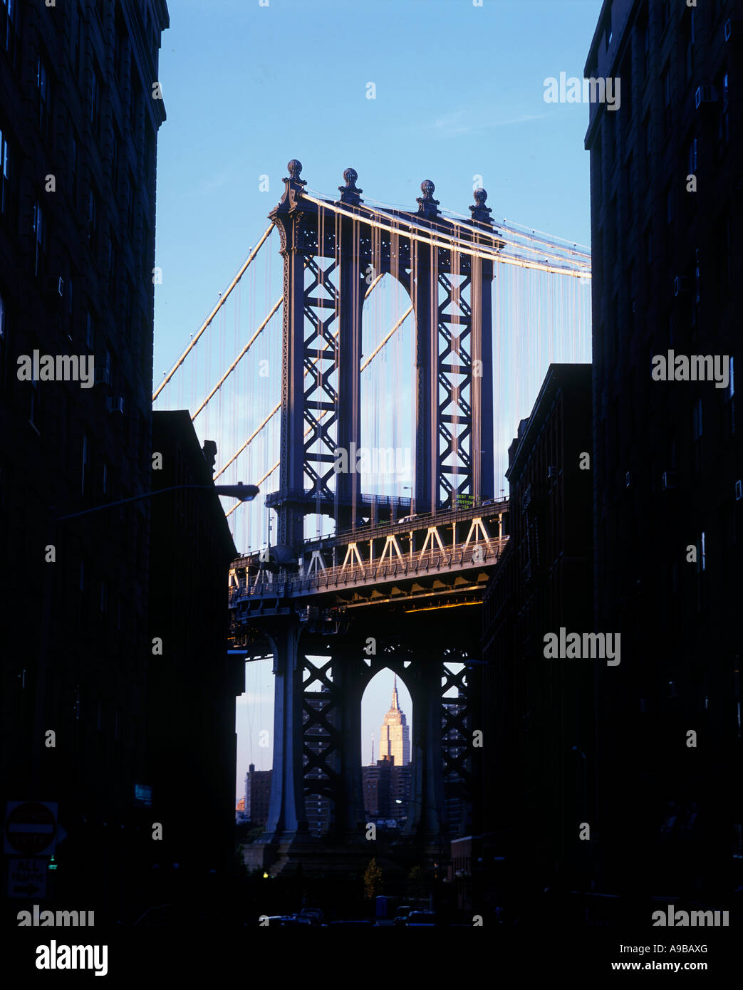 MANHATTAN BRIDGE ADAMS STREET BROOKLYN NEW YORK CITY USA Stockfoto