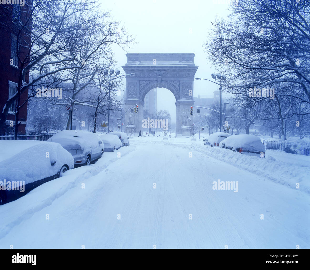 NORTH FACE WASHINGTON SQUARE ARCH (© MCKIM, MEAD & WEIßEN 1892) WASHINGTON SQUARE PARK GREENWICH VILLAGE MANHATTAN NEW YORK CITY USA Stockfoto