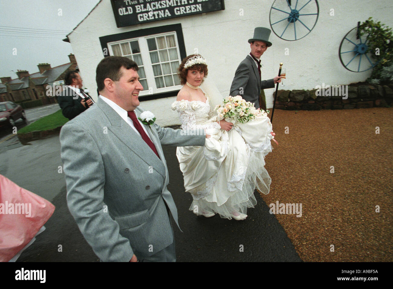 Brautpaar im alten Schmiede Gretna Green Stockfoto