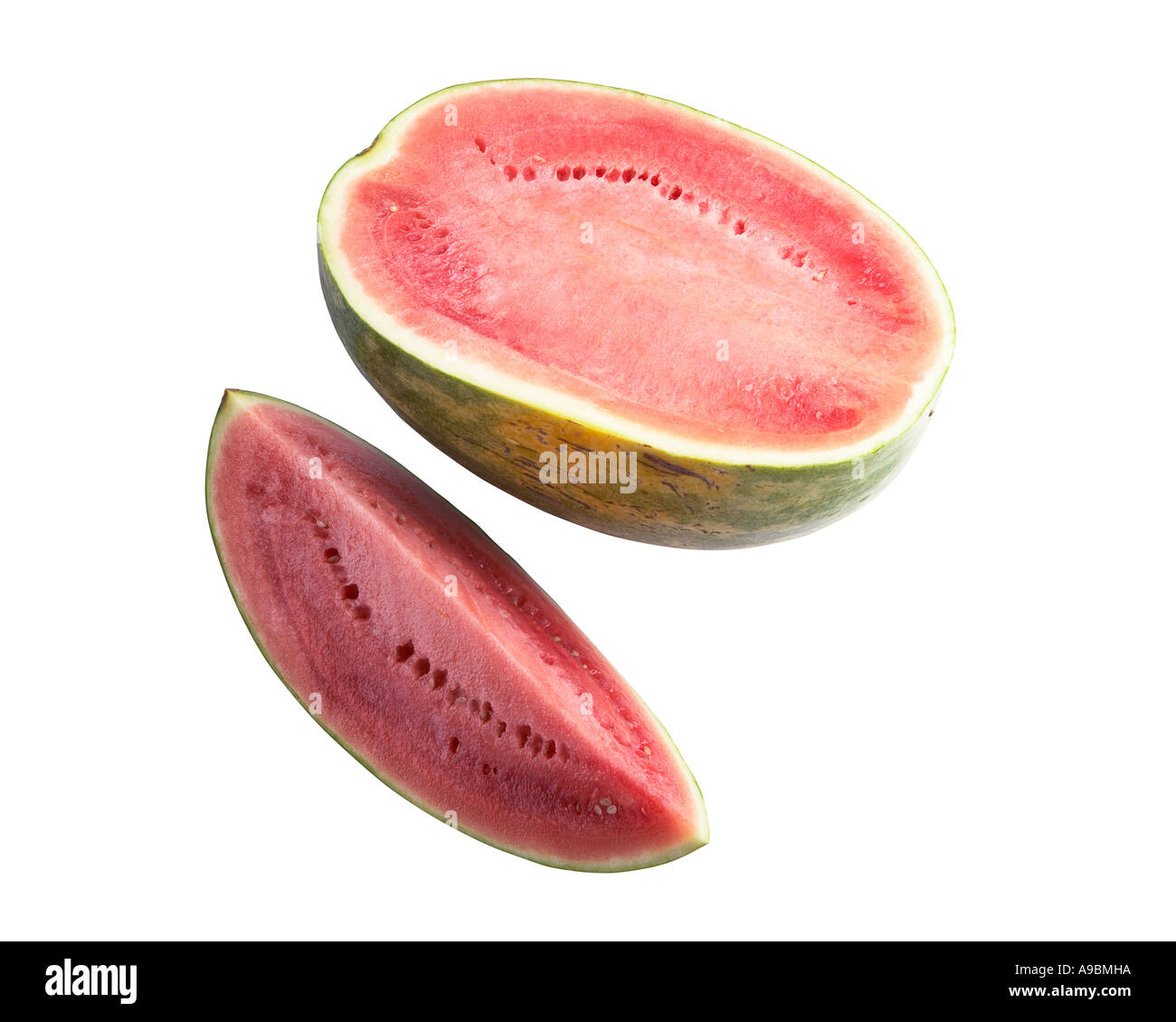 In Scheiben Wassermelone auf weißem Hintergrund mit Beschneidungspfad Stockfoto