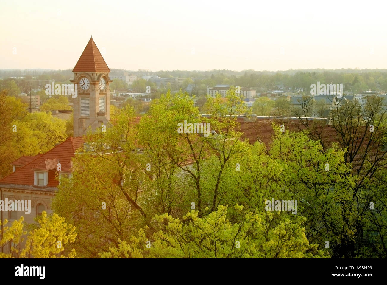Blick über Bloomington und der Indiana University Stockfoto