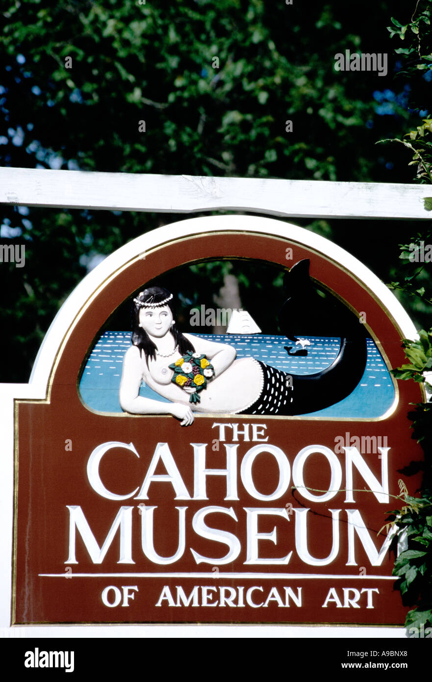 Gemalte Zeichen für Cahoon Museum of American Art in Massachusetts, USA Stockfoto