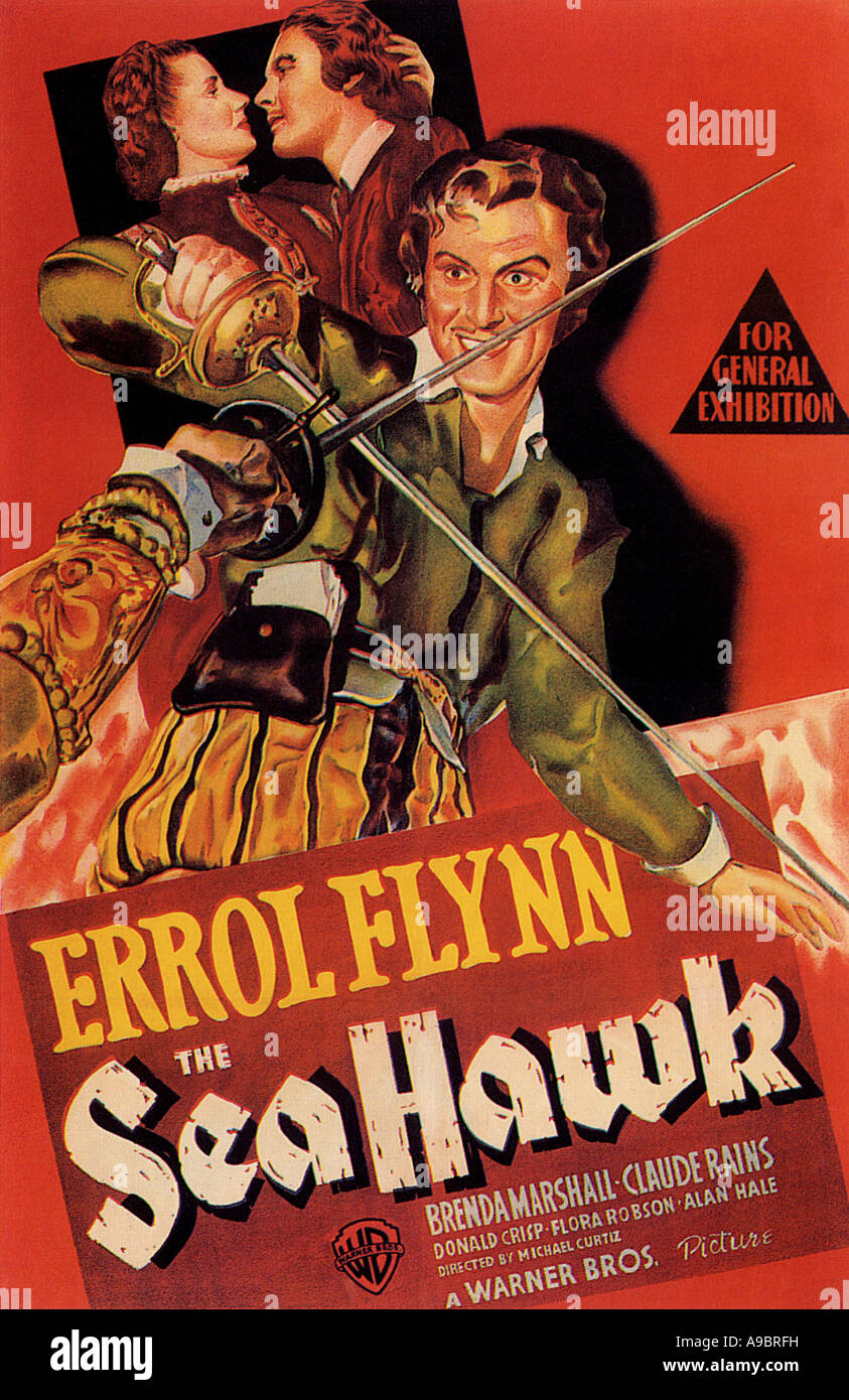 SEA HAWK - Plakat für 1940 Warner film mit Errol Flynn Stockfoto