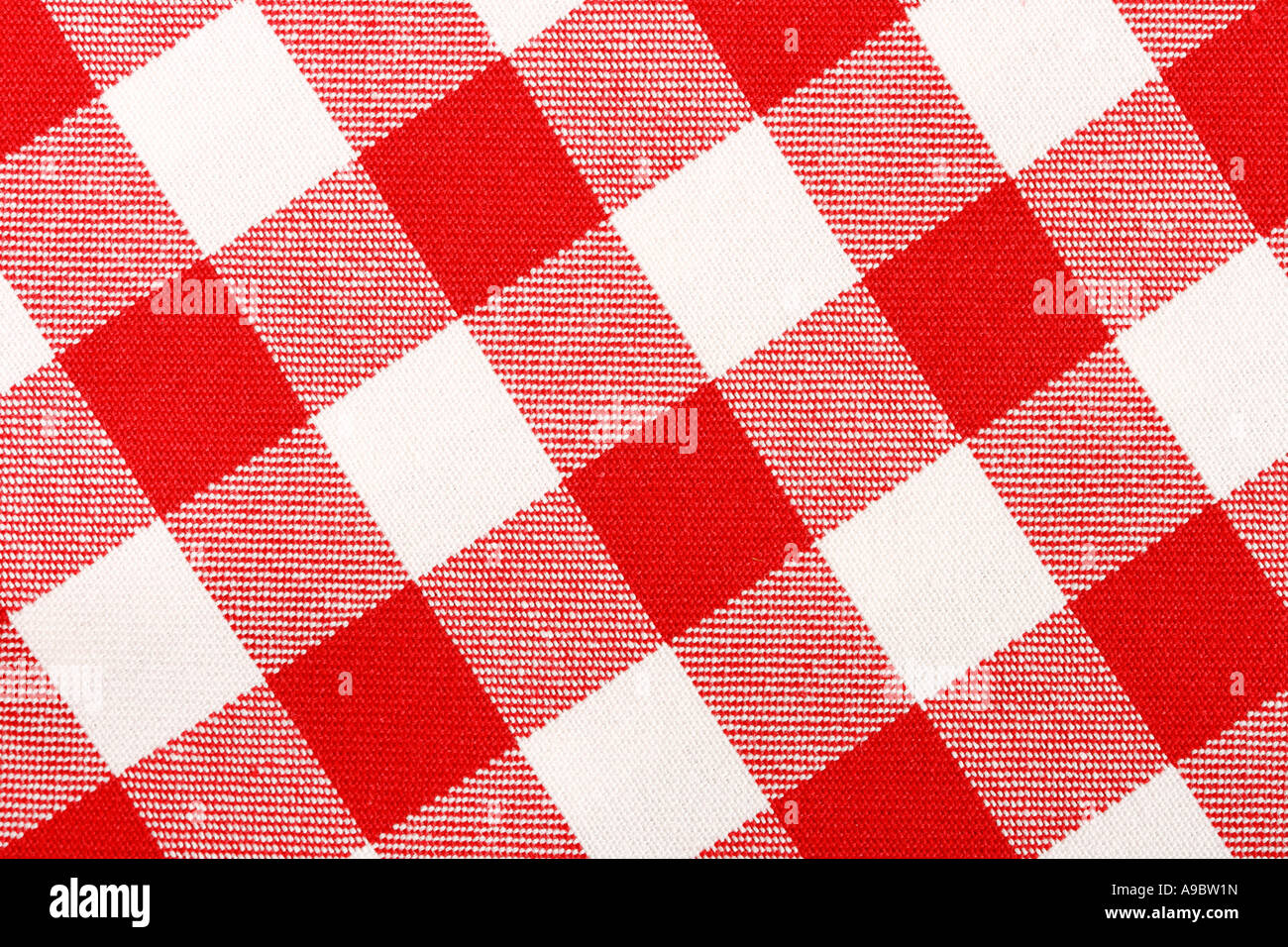 Nahaufnahme eines klassischen roten Picknick Tuch das Tischtuch ist neu, sauber und flach Stockfoto