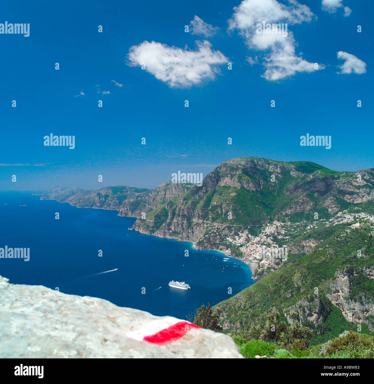 Wegweiser-Pfad der Götter Amalfiküste Italien Stockfoto
