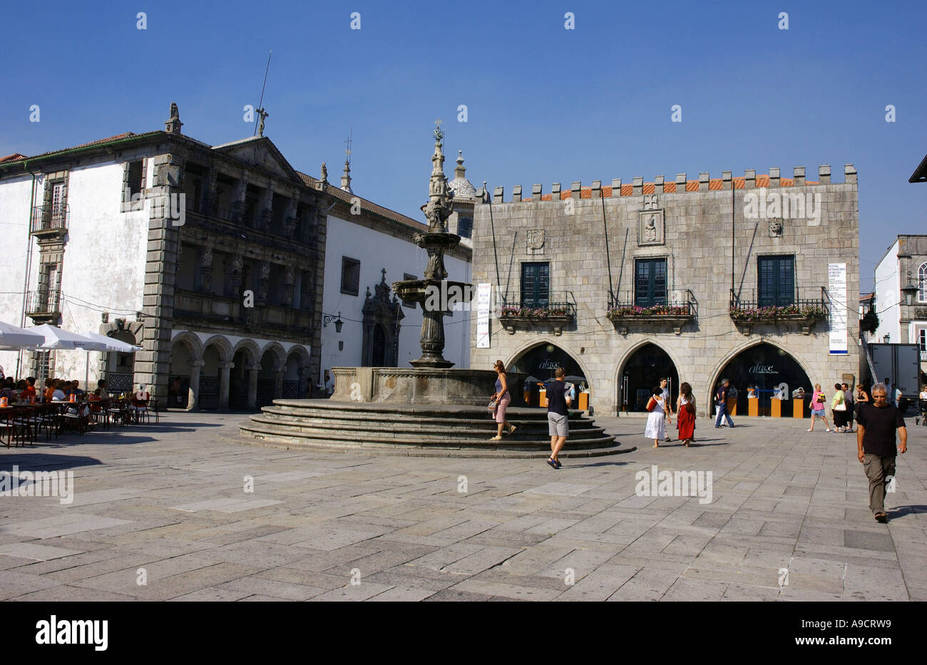 Ansicht von Viana Castelo quadratische XIII Jahrhundert Hauptort Costa Verde Porto Norte Portugal Iberische Halbinsel Nordeuropa Stockfoto
