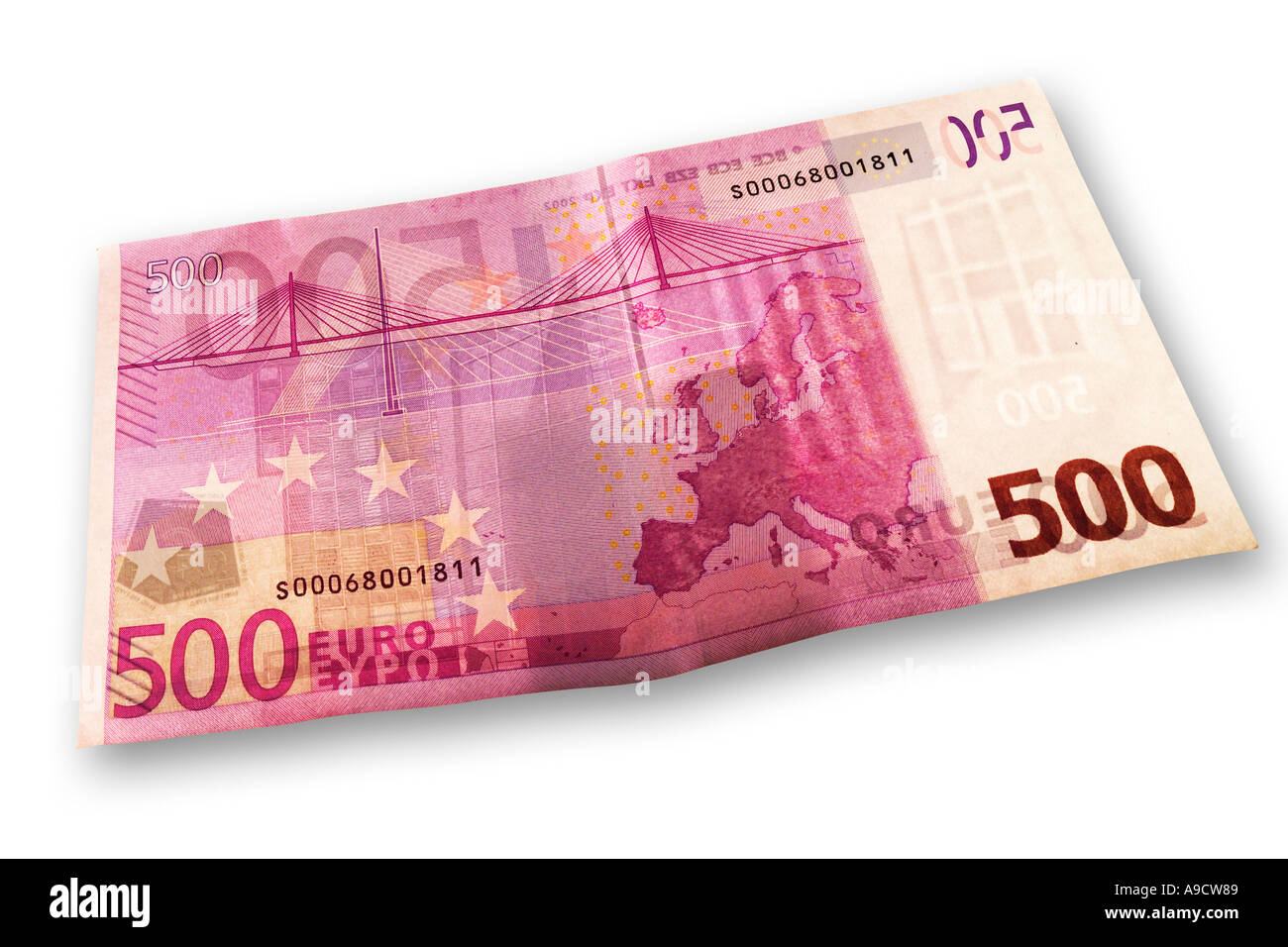 500 Euro Banknote, erhöhten Blick Stockfoto