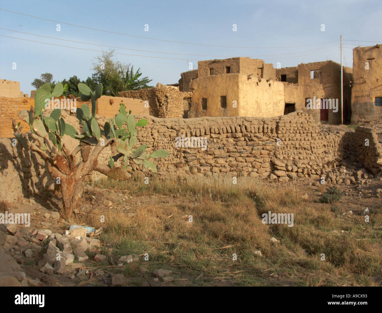 Alten Gebäude in El Bawiti weitgehend aus Lehmziegeln gebaut Stockfoto