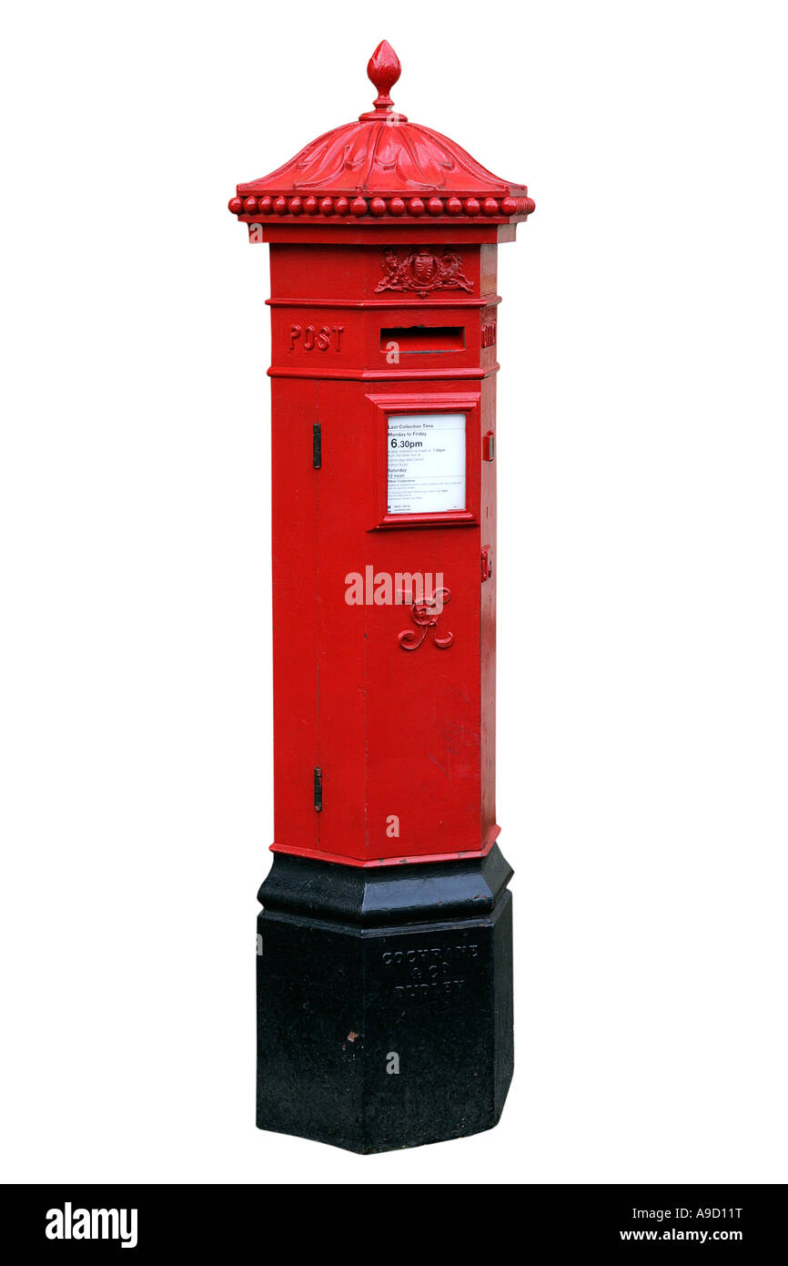 Post Box zugeschnittene weißen Hintergrund Umriss Ausschnitt ausschneiden Stockfoto