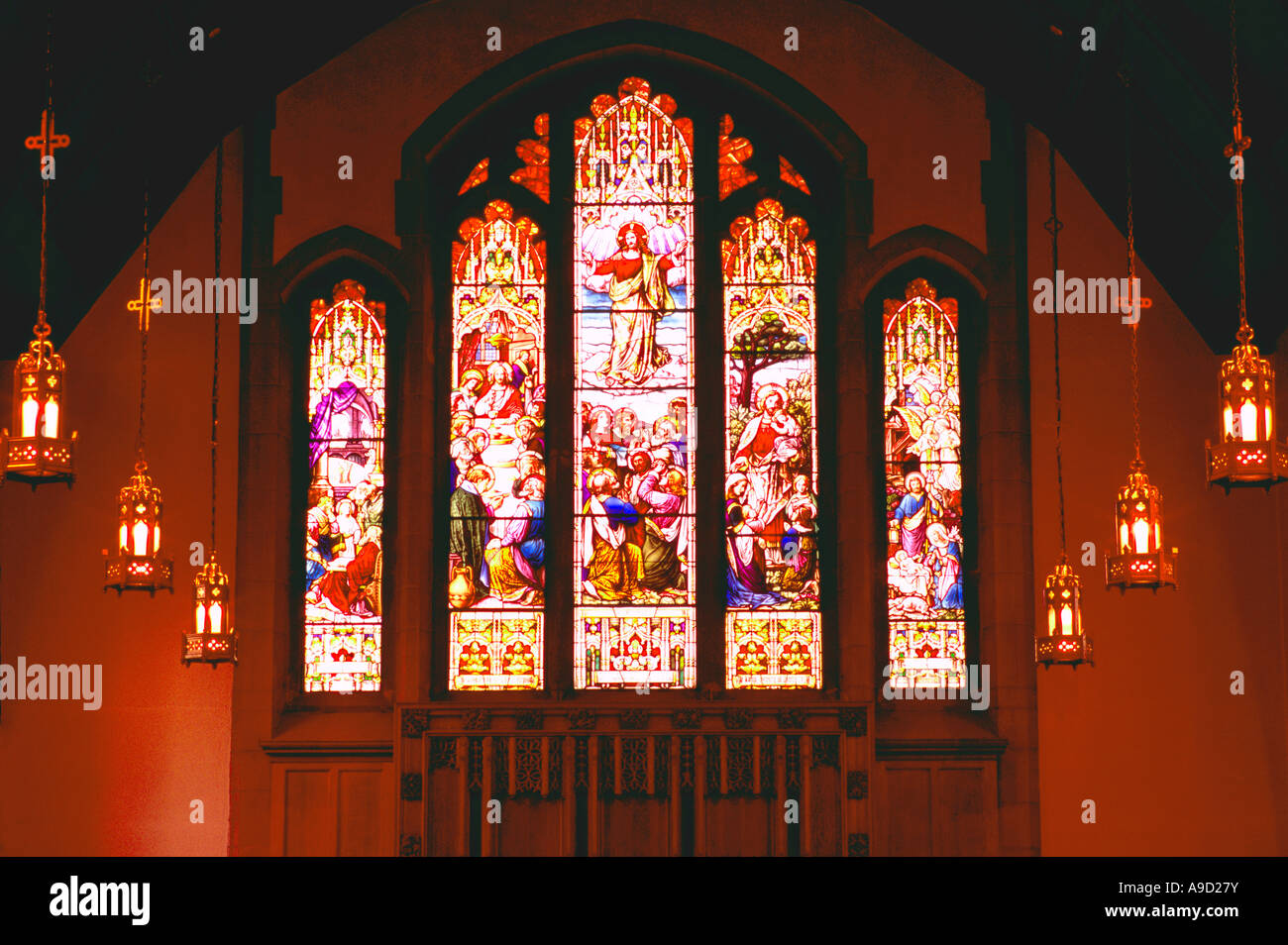 Buntglas-Fenster, Christ Church Cathedral, Vancouver, BC, Britisch-Kolumbien, Kanada Stockfoto