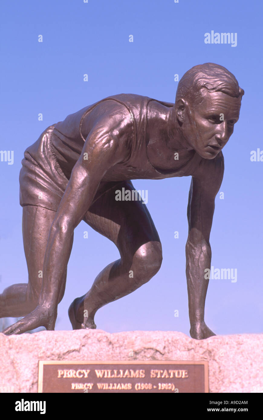"Percy Williams' Statue außerhalb BC Sports Hall Of Fame Vancouver British Columbia Kanada Stockfoto