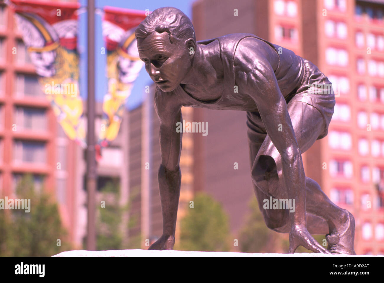 Percy Williams Statue außerhalb "BC Sports Hall Of Fame" Vancouver British Columbia Kanada Stockfoto
