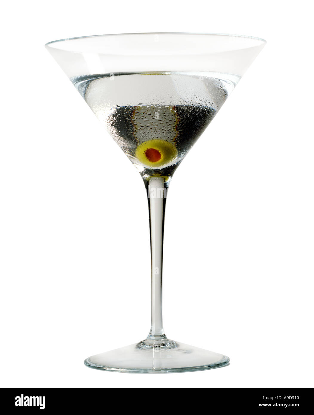 Martini mit olive Stockfoto