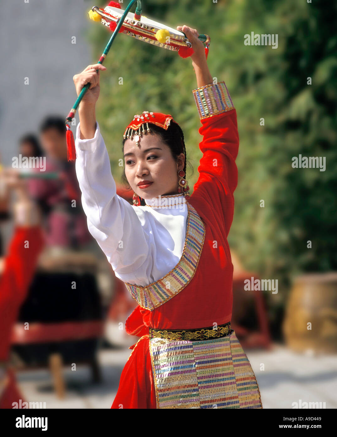 Chinesische Tänzerin in das Reich der Mitte Bereich, Ocean Park Hong Kong Stockfoto