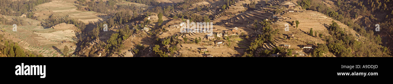 Terrassierten Felder von Nagarkot, Nepal, Kathmandu-Tal aus gesehen Stockfoto