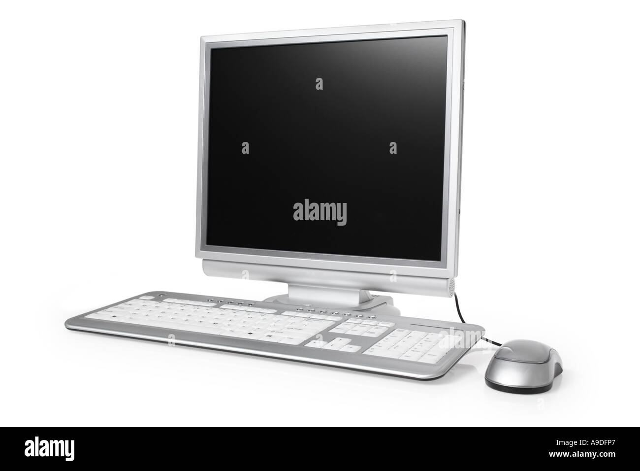 Computer mit Tastatur und Maus Stockfoto