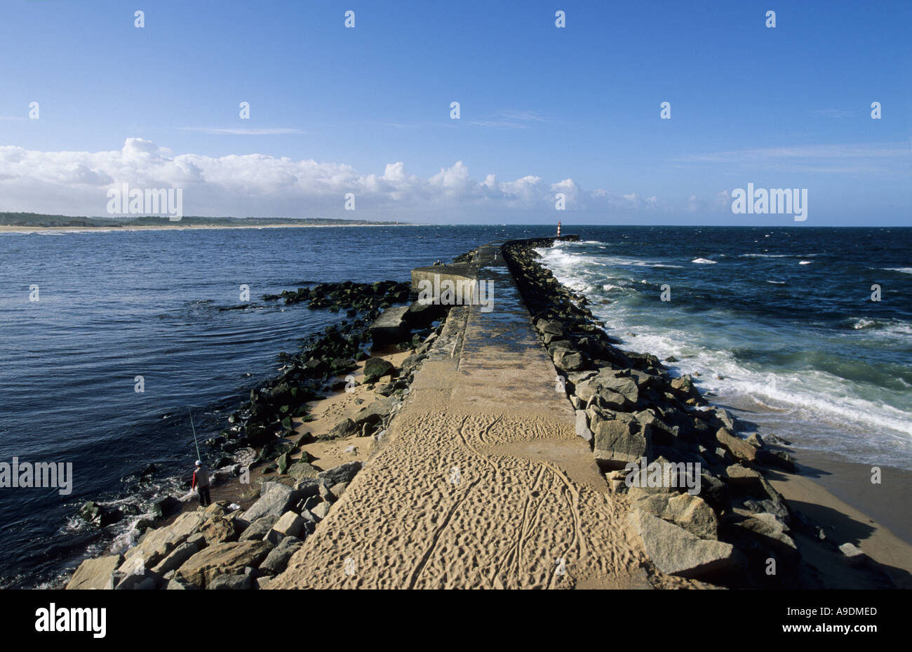 Blick von unserer lieben Frau von Guia Kapelle in Vila Conde, Portugal Stockfoto