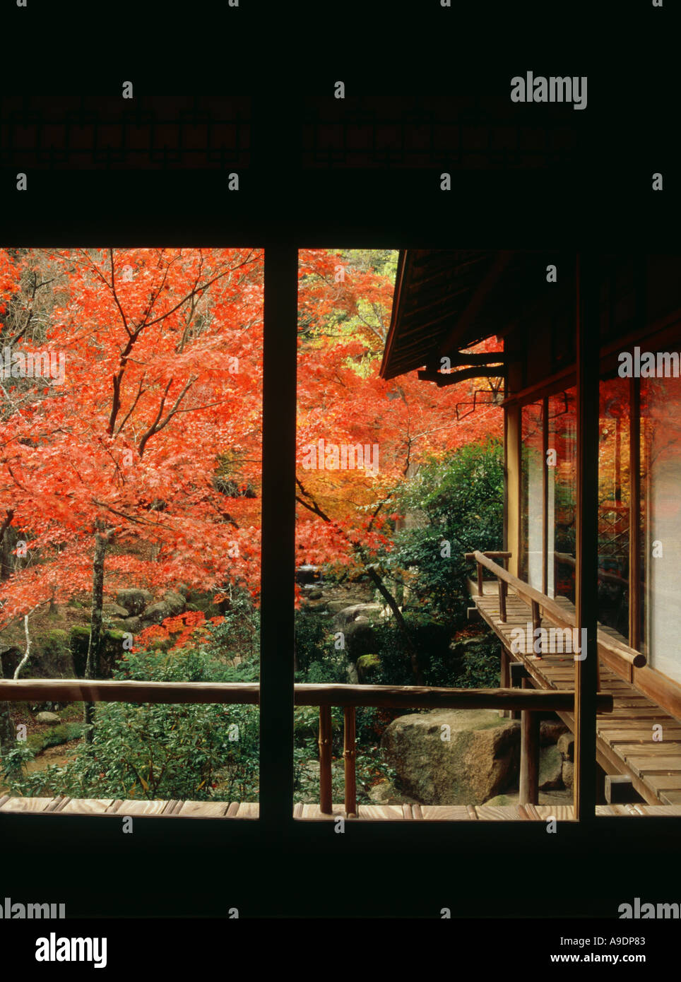 Blick vom traditionellen Inn Hiroshima Japan ryokan Stockfoto