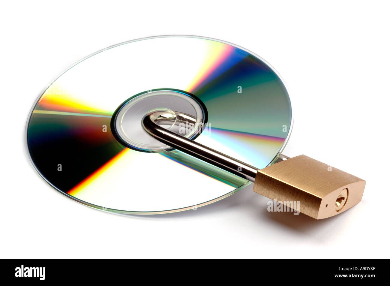 CD und Vorhängeschloss Stockfoto