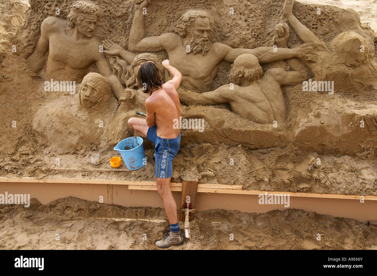 Sand Skulptur, Playa de Las Canteras, Gran Canaria, Kanarische Inseln, Islas Canarias, Spanien, Europa, Europa Stockfoto