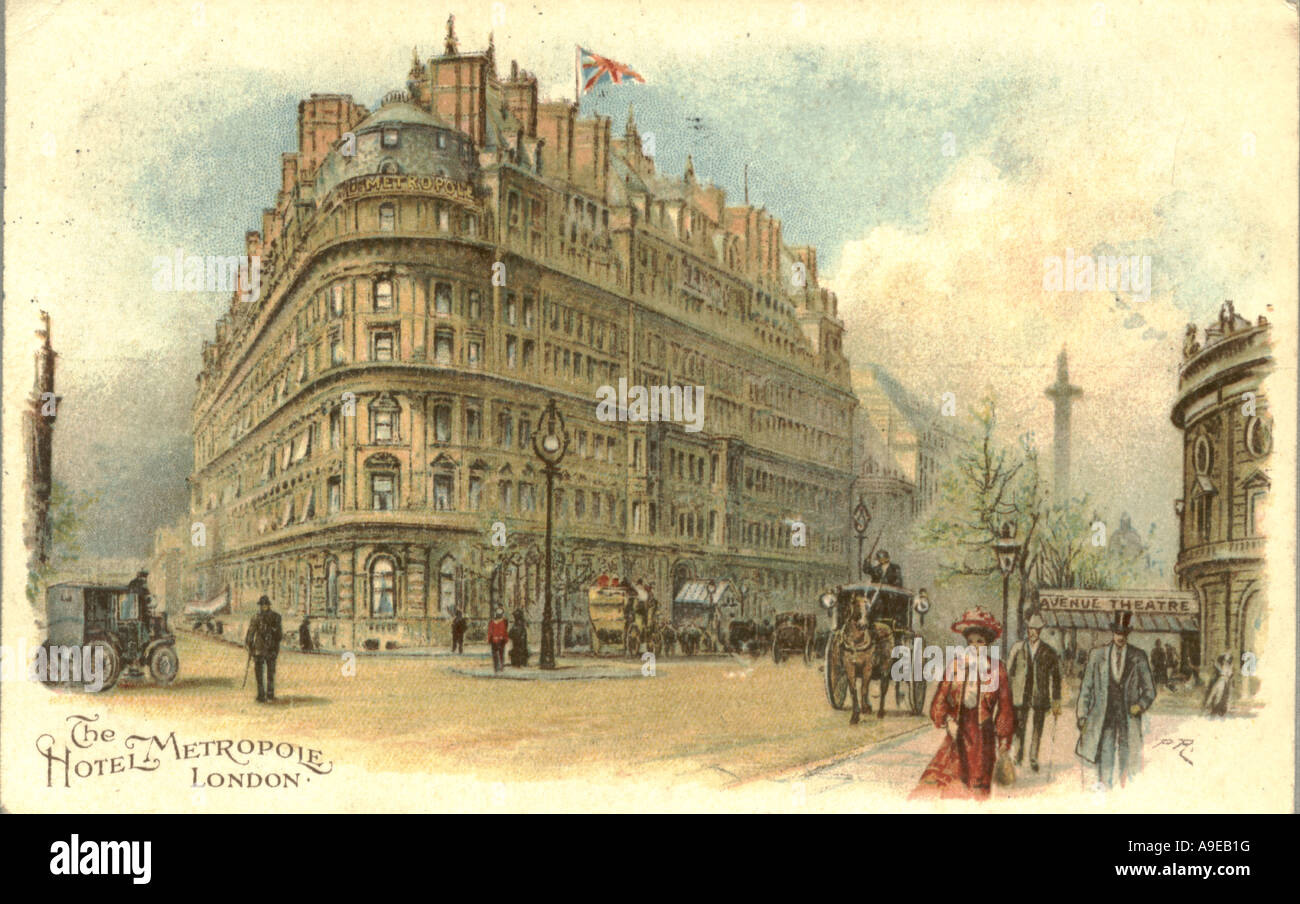 Werbe Postkarte für das Hotel Metropole London ca. 1906 Stockfoto