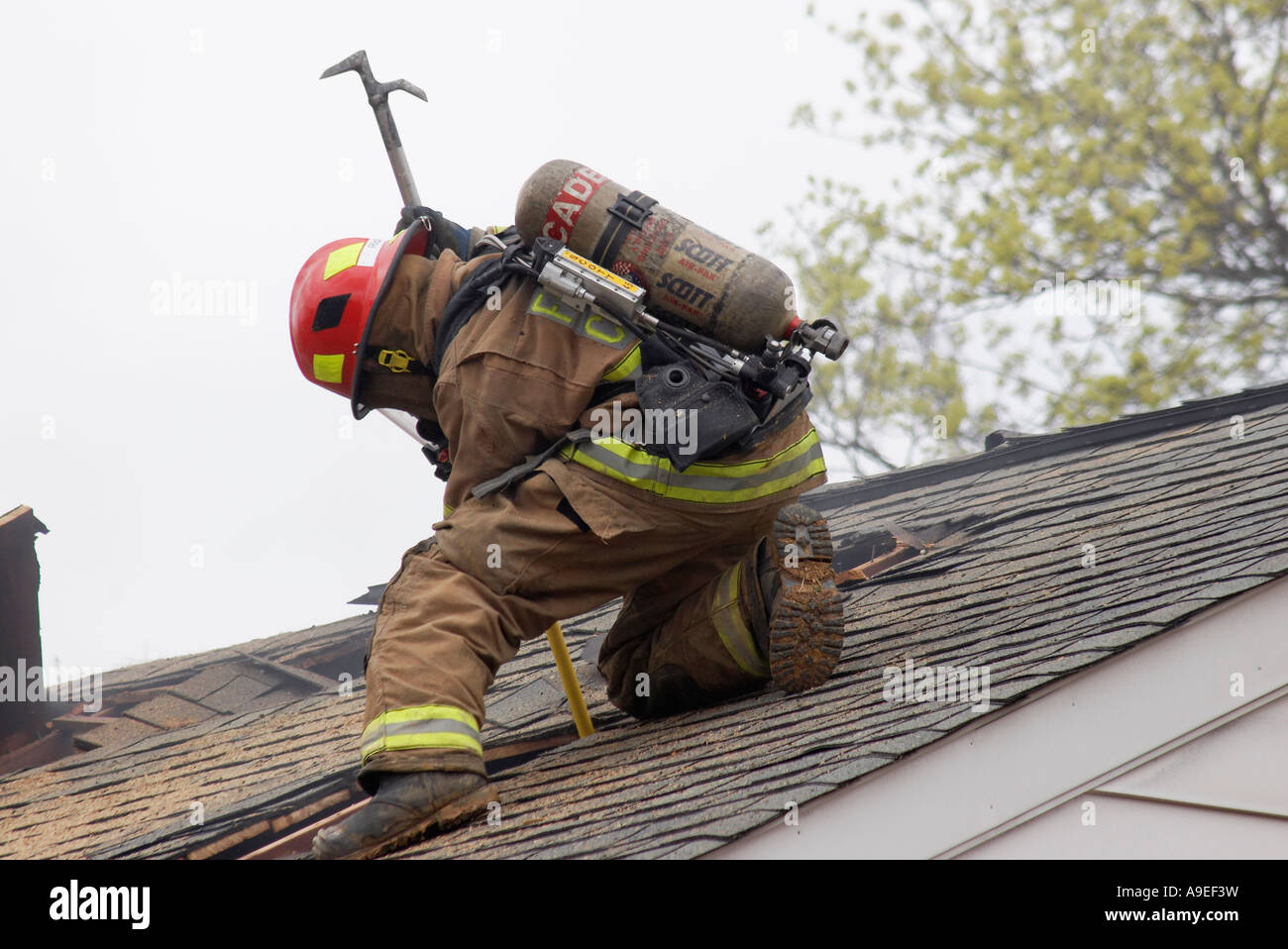 Feuerwehr-Übung kontrolliert Brennen eines Hauses McLean Virginia Stockfoto