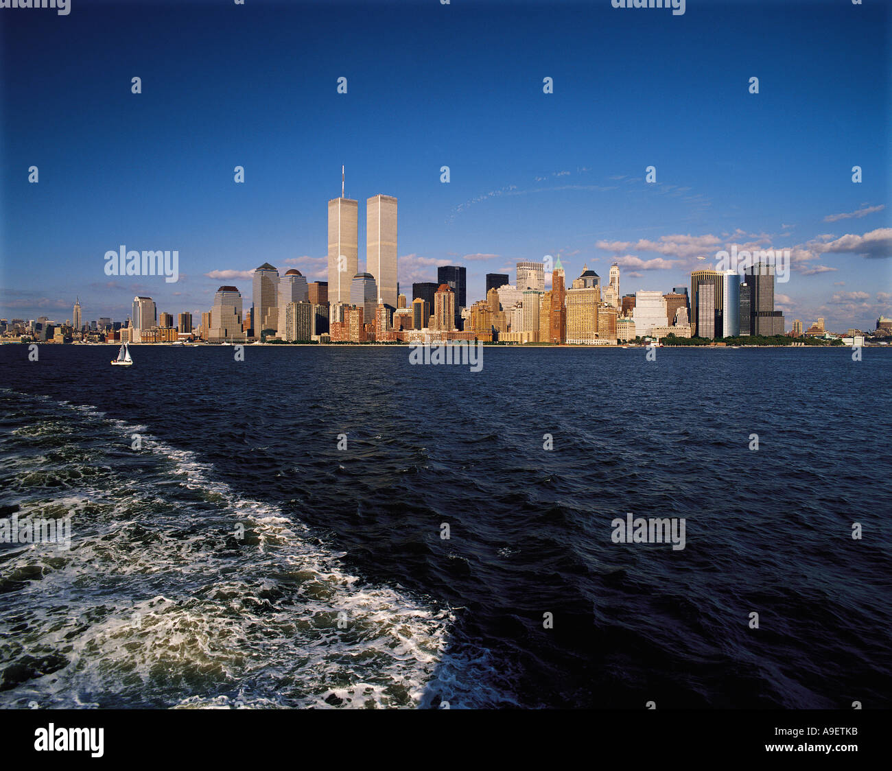 Panoramablick auf Manhattan Island vom Hudson River vor 9 11 Manhattan New York USA Stockfoto