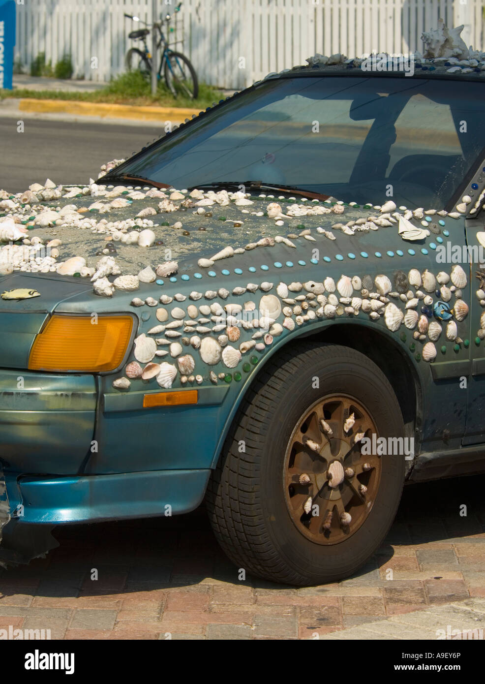 Auto dekoriert mit Muscheln Key West - Florida - USA Stockfoto