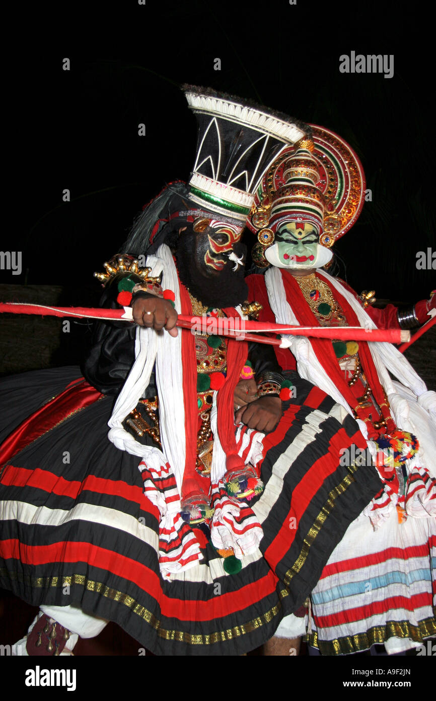 Kathakali Leistungen für Touristen in Varkala, Kerala, Südindien Stockfoto