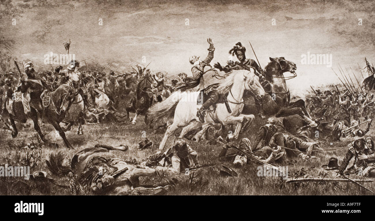 Tod von Gustavus Adolphus, 1594 - 1632 in der Schlacht bei Lutzen 1632. König von Schweden, 1611 - 1632. Stockfoto