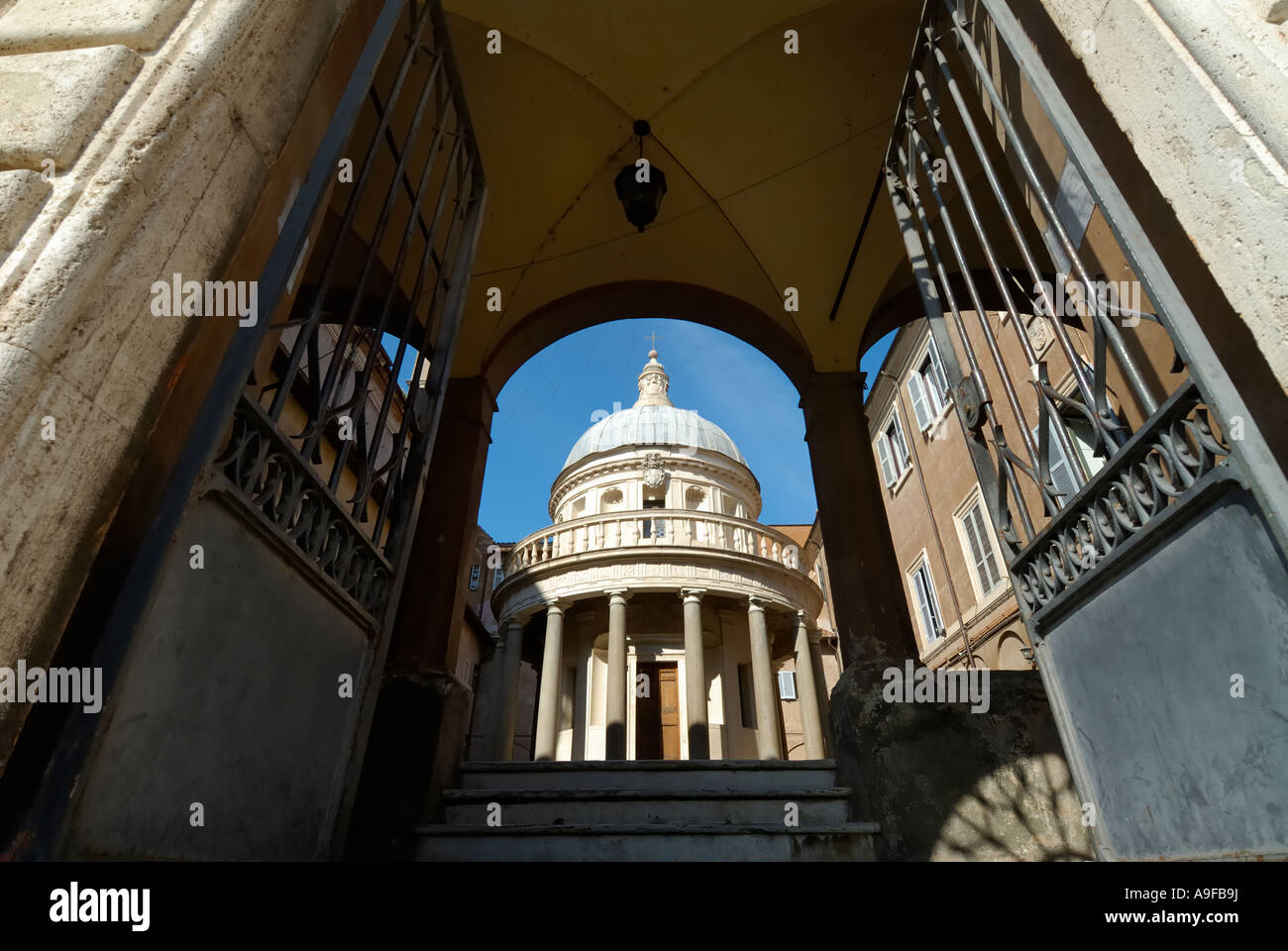 Rom Italien Tempietto di Bramante Piazza San Pietro in Montorio auf dem Gianicolo-Hügel Stockfoto