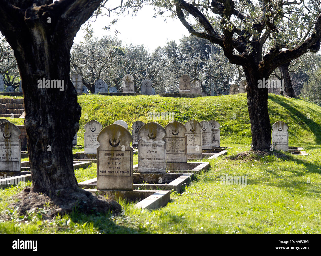 Zweiten Weltkrieg französischen Kolonialsoldaten Gräber in französischen Soldatenfriedhof Rom Stockfoto