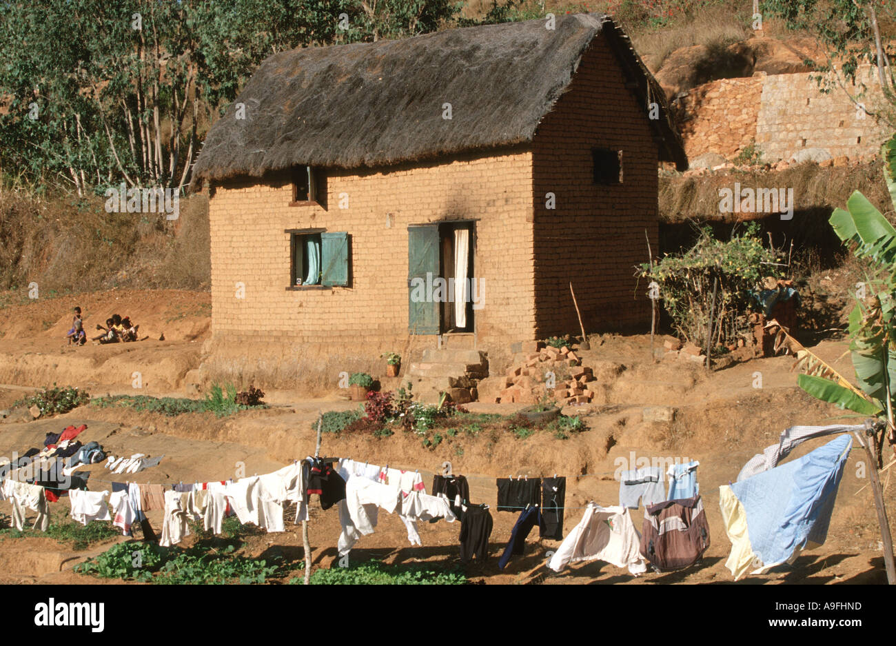 Dorf, Madagaskar Stockfoto