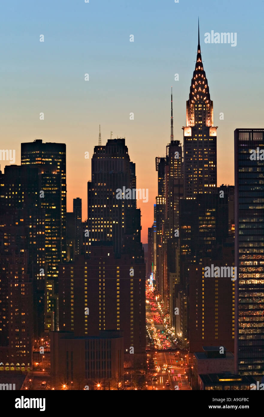 42nd Street & Chrysler Bldg, New York, USA Stockfoto