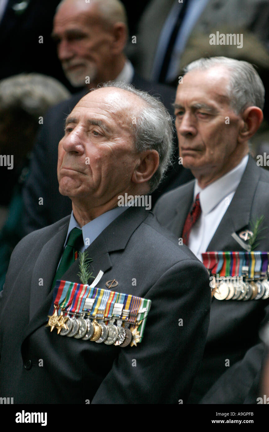 ANZAC Tag Sydney Australia Veteranen mit Krieg Medaillen Stockfoto