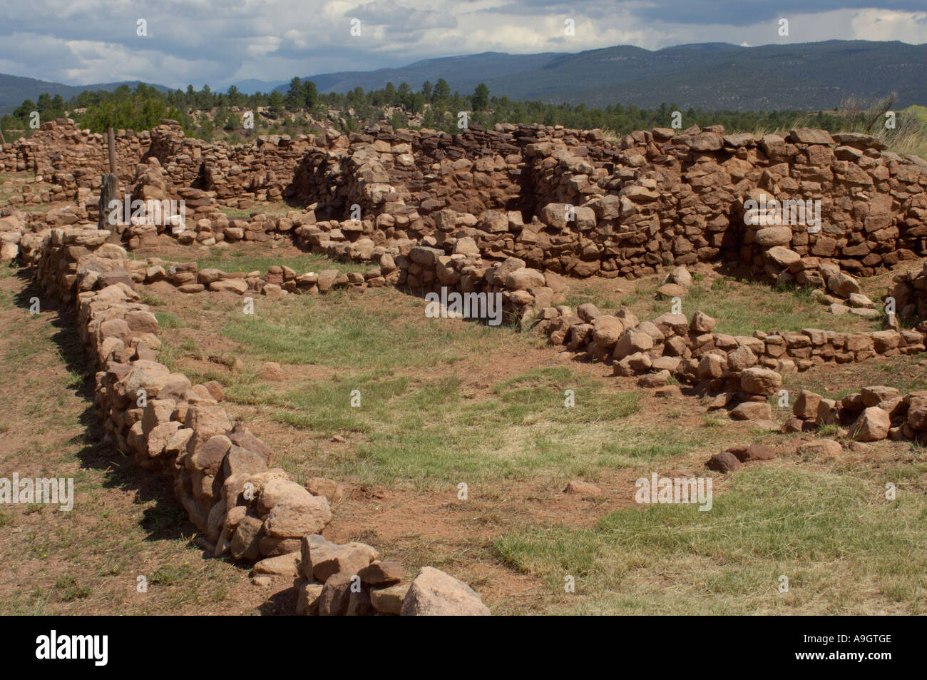 Ruinen von Pecos Pueblo Sitz des 17. Jahrhunderts Pueblo Revolte gegen die spanische Herrschaft in New Mexiko. Digitale Fotografie Stockfoto