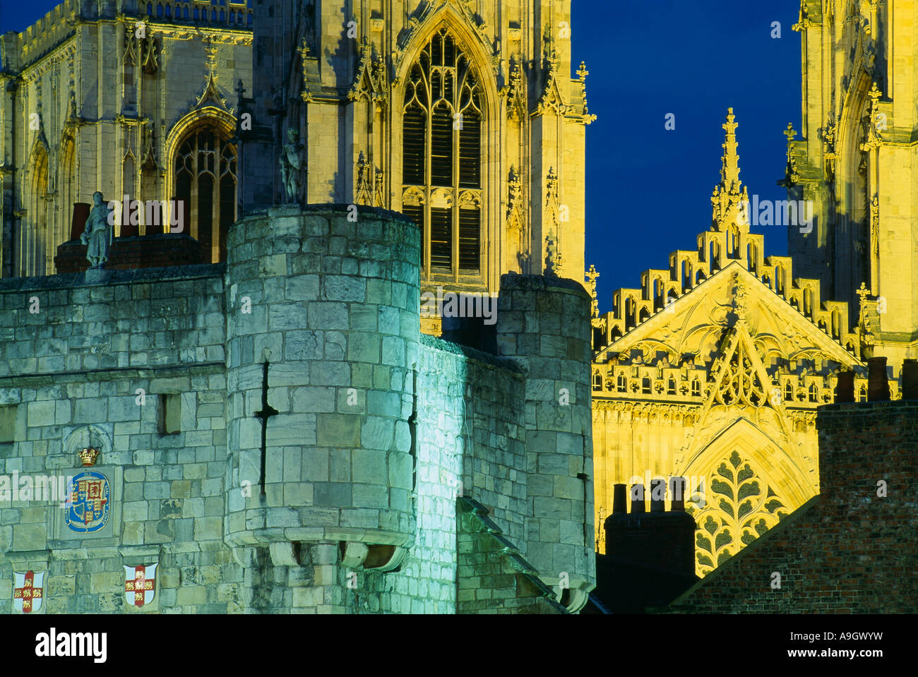 York Minster Kathedrale bei Nacht City of York Yorkshire England UK Stockfoto