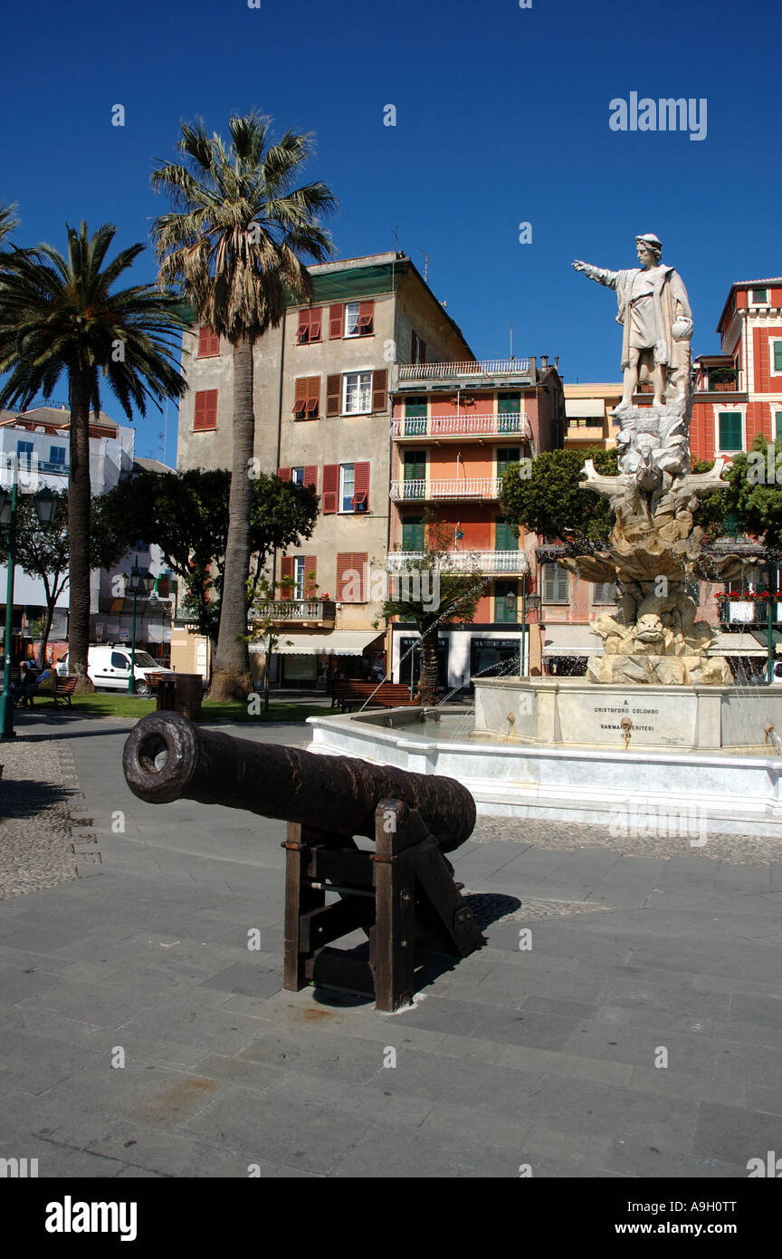 Statue von Christoph Kolumbus in Santa Margherita Ligure, Italien Stockfoto
