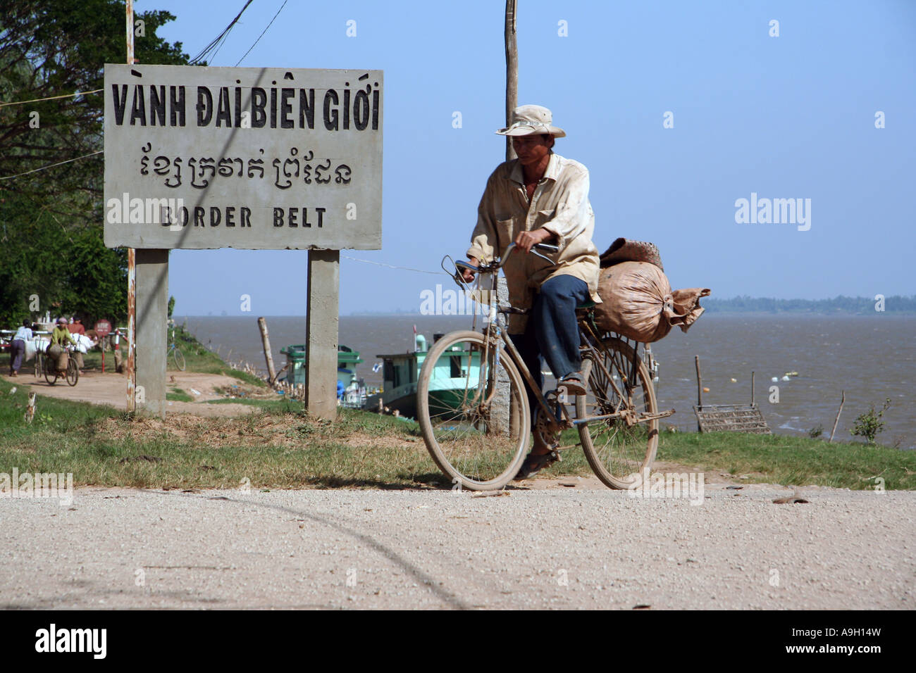 Vietnam Kambodscha Vanh dai Bien Grenze Gürtel Mekong River Stockfoto