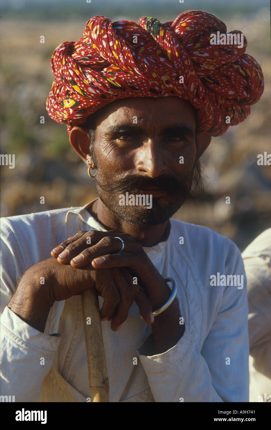 Indien Menschen Hirte Rajasthan Indien Nahaufnahme des Gesichts Stockfoto